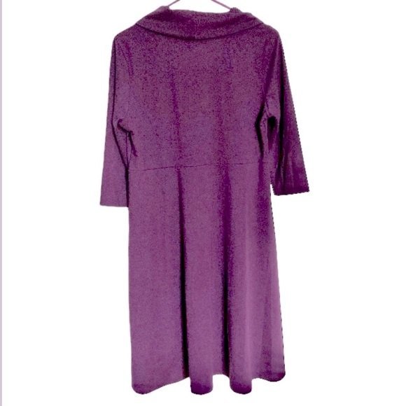 LANDS END Jersey Sweater Dress Purple Eggplant 3/4 Sleeve Medium Petite - Picture 6 of 13
